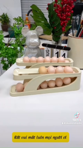 Khay Đựng Trứng Tủ Lạnh 2 Tầng Thiết Kế Thông Minh Lăn Tự Động Tiết Kiệm Không Gian Tủ Dieulinhshop