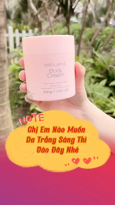 Kem body Weilaiya dưỡng trắng da nâng tone màu da làm mờ vết thâm giúp da trắng sáng tự nhiên hộp 200ml