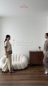 Clouwny Haku Knit Set Setelan Wanita Lengan Pendek Fashion Wanita Fit to XXL