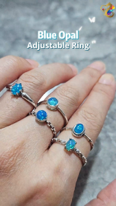Collectors Grade Rare Blue Opal Full S925 Silver Adjustable Ring (30 Types to Choose)