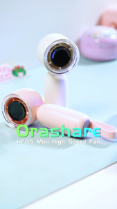 Orashare HF05 Mini Fan Rechargeable High Speed Turbo Fan Strong Wind 100 Gear Wind Speed 3000mAh Ultra-long Battery Life Digital Display Turbo Fan For Commuting To Work And Outdoor Sports