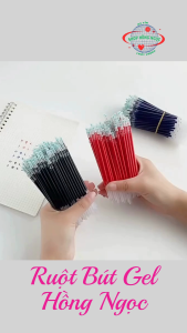 Combo 10 Ruột Bút Gel Bút Bi Văn Phòng 05mm 13cm Dùng Viết Bài Học Tập Chép Kinh Nhiều Màu Đen Đỏ Xanh Lắp Vừa Bút Gel Nắp Cài - Hồng Ngọc