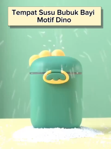 Tempat Susu Bubuk Bayi Motif Dino + Sendok Wadah Penyimpanan Makanan Anak Serbaguna Kotak Snack Portable Milk Powder Container Anti Tumpah - FR GALLERY