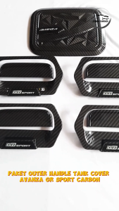 Paket Outer Cover Door Handle Tank Cover Mobil Avanza Lama Tahun 2004 - 2011 GR Sport Carbon