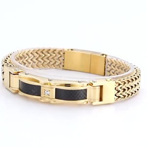New Titanium Diamond Mens Gold Stainless Steel Domineering Silver Gold Wide Bracelet Men / Gelang Tangan Keluli Tahan