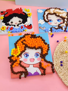 Kuromi hair ball Painting set Childrens Pom Stickers DIY Handmade Creative Pom Drawings Made of Materials Pack Toy Cartoons Room Decor Birthday Gifts Childrens creative parent-child toys girl hair ball