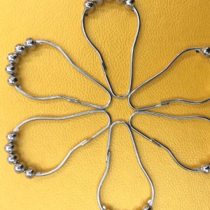 Ring Pipa Gorden Tirai Klip Pengait Ring Gorden Cincin Kamar Mandi Bahan Nikel + 5 Bola Roller 12pcs