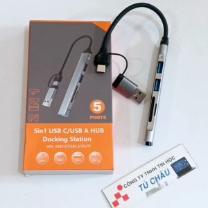 Hub USB C (Type C 2 IN 1 / Ra 3 cổng USB 3.0 + Reader SD TF (Docking đổi USB C ra USB A)