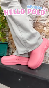 Hello Polo รองเท้าคัทชู รองเท้าหัวโต ส้นหนา 3.5 ซม พื้นนูมาก กันน้ำ กันลื่น รองเท้า 30 ซม สำหรับผู้ชายและผู้หญิง เหมาะสำหรับฤดู HP8009
