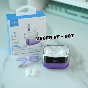 หูฟังบลูทูธ VEGER VE-08T หูฟัง Bluetooth V5.3 IPX4 จอแสดงผล LED ตัดเสียงรบกวน ระบบควบคุมแบบสัมผัส รับประกันสินค้า 2 ปี