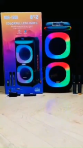 NDR-1908 40W DUAL 8-INCH HIGH POWER PORTABLE BLUETOOTH SPEAKER WITH LED LIGHT WIRELESS MICROPHONE