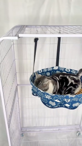 Võng treo chuồng cho Mèo lót chiếu cói và nệm lông mềm mịn (mẫu mới) - Love Pets Shop