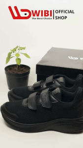 Wibi Sepatu Anak Laki laki Wanita Perekat Sekolah SP51-02 Hitam Putih Size 35 36 37 38
