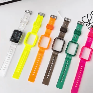 Xiaomi Smart Band 8 Pro (mi band8 pro) Transparent Resin Strap Casio Style Armor Design Full Cover Body Strap