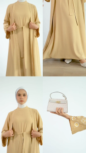 Shafira - Bashira Dress - Khaki | Gamis Panjang Muslim Wanita