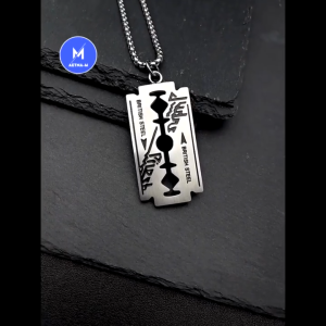 Razor Blade Stainless Steel Chain Necklace Pendant Men Women Kalung Anti Karat Rantai Leher Lelaki Wanita Fashion 剃须刀片项链