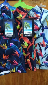 RMY #5806 Hawaiian Parrot&Leaf Print Mens Board Shorts Sold Buy