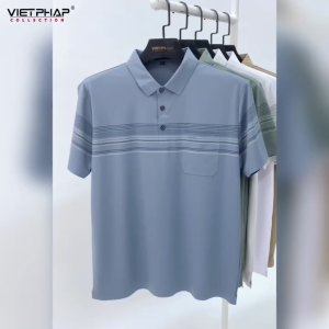 Áo Polo Nam VIỆT PHÁP Form Luxury - Thun Lụa Lạnh Sọc lịch lãm sang trọng 50065