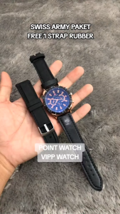 BISA COD - JAM TANGAN PRIA SWISS ARMY TALI KULIT CHRONO VARIAN PAKET FREE STRAP RUBBER - FASHION WATCHES