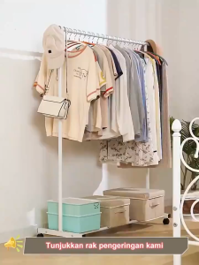 Single Pole Balcony Clothes Rack Metal Simple Hanging Drying Rack Pelbagai fungsi Penyangkut Baju Rack Baju