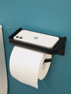 YissTiee ชั้นวางกระดาษชำระและโทรศัพท์โมบายทำจากอลูมิเนียมกันน้ำกันสนิม ใช้ได้ในห้องน้ำ