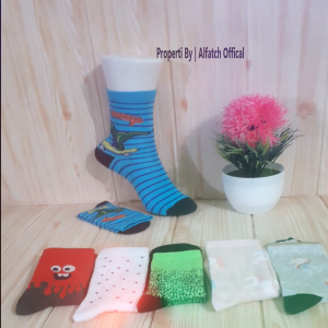 Paket 3 Pasang Kaos Kaki Anak Perempuan TK SD | Motif Kartun Lucu Random | Lembut & Nyaman
