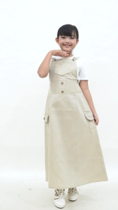 SOLACOL - Ovrall Rok Anak Bahan Twill Combad Premium/Jumpsuit Anak Perempuan Belakang Karet