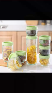 Hộp 6 Cái Hũ Thủy Tinh Nắp Vặn Kín Bảo Quản Ngủ Cốc Trái Cây Sấy Khô Gia Vị Các Loại Hạt