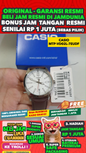 CASIO ORIGINAL - CASIO MTP-VD02L-7E - MEN LA - Kulit - Coklat - Jam dunia JD18ST