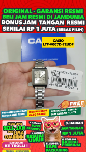 CASIO ORIGINAL - CASIO LTP-V007D-7E - WOMEN - Silver - Timepieces - Stainless Band Jam dunia JD18ST # Jam Tangan Wanita Cewek Anti Air Digital Analog + CASIO LTP V007D 7E LTP-V007D V 007 D LTPV007 LTP-V007 LTPV007D LTP-007 V007 $ WR0 STS KC7