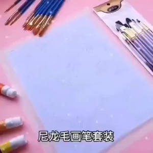 10pcs/Set Professional Nylon/ Matte Blue Rod/ Lukis Oil Brush/Paintbrush Nylon/Watercolor Pen Set Art Supplies