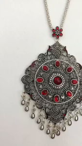 สร้อยคอโชกเกอร์ลงยา สร้อยสีเงินรมดำ พลอยแดง-พลอยใส /สร้อยคอเจ้านาง ราคาถูกที่สุด (ขายปลีก-ส่ง) สร้อยโชกเกอร์รำเซิ้ง/เจ้าสาว/เจ้านาง/ล้านนา/ลายไทย