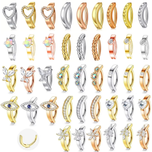 Good luck befalls! Korean Hot Selling Simple Personality Belly Button Piercing Crystal Belly Button Piercing 14G Clamped on Belly Button Ring Without Twisting Belly Button Ring 1 Stainless Steel Belly Button Piercing