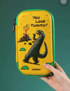 (Tyrannosaurus Yellow Pencil Case) Mideer Kids Pencil Box Pencil Case - 180 Degree Open 3D Surface Eva Surface Material Present Gift