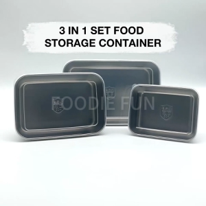 3in1 Set Food Storage Container Freezer Stackable 304 Stainless Steel Box with Locking Lid