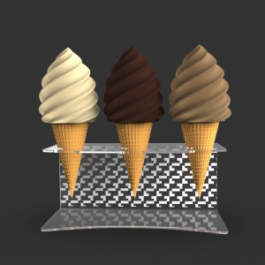 ICE CREAM GELATO CONE CONES STAND HOLDER DISPLAY RACK CLEAR TRANSPARENT ACRYLIC MODERN ALAS DUDUKAN TEMPAT TATAKAN PENYANGGA ES KRIM RAK 3 LUBANG AKRILIK BENING TRANSPARAN RAK PROPS FOTOGRAFI MAKANAN ELEGAN KEKINIAN MULTIFUNGSI MOTIF PATTERN PUZZLE-172