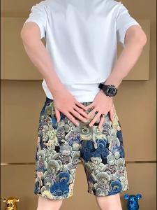 ฤดูร้อนตัวอักษรหมีเสื้อยืดแขนสั้นกางเกงขาสั้นชุด 2024 ใหม่ผู้ชายและผู้หญิงชุด