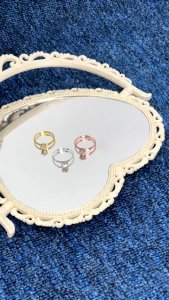 Classic Diamond Ring Cincin Simple Aesthetic Silver Gold Rose Gold Model Berlian Permata Perhiasan Fashion aksesoris wanita Korean Style [H5-3]