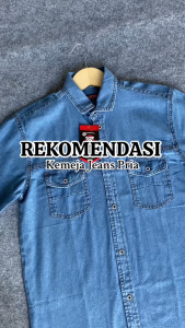 Kemeja Jeans Pendek Pria Hem Jeans Pendek Jumbo Size L sampai XXXL