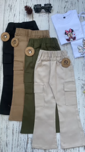 SETELAN ANAK PEREMPUAN CUTBRAY CARGO/ CROPTOP ANAK MOTIF SABLON KEKINIAN Usia 1-12 Tahun