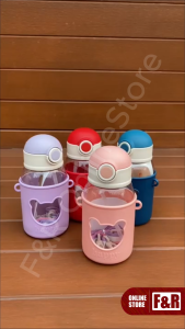 Botol Tempat Minum Anak Karakter Pouch BPA Free Sedotan Tali Panjang 620ml Dengan Pelindung Silikon