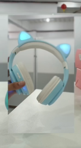 V2S CT12 Cat Ear Foldable Wireless 5.0 Over Ear Rechargeable Headphone With Built-in Microphone