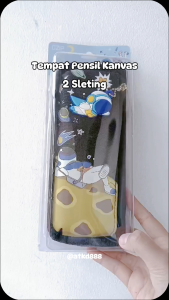 Tempat Pensil Kain 2 Sleting Premium Karakter Dino Astronot Shark Stationery
