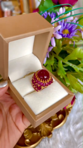 💥แหวนทับทิมแท้ดาวล้อมเดือน ทับทิมสวย น้ำคัดพิเศษ สินค้าเป็นของแท้มีใบรับประกันดูแลตลอดการใช้งาน AUFU STORE