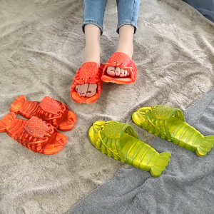 OKEYBELI COD Sandal Wanita Slop Motif Lobster Lucu Warna Lucu Sendal Rumah Motif Sandal Cewek Ringan Empuk Cute Santai Import SP101