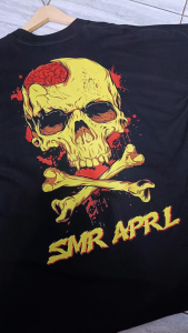 SMR APPAREL - T-shirt Kaos Oversize Skull Yellow Katun Combed 24s Pria & Wanita