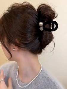 Jedai Rambut Korea Jepit Rambut Korea Bludru Motif Mutiara Jepitan Rambut Wanita
