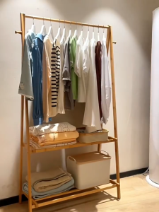 ราวแขวนเสื้อ ราวตากผ้าพับเก็บได้ ราวแขวนเสื้อผ้า ราวผ้า ราวเเขวนเสื้อผ้า ราวเเขวนผ้า ราวแขวนผ้า ราวผ้าไม้ 66/86/116CM