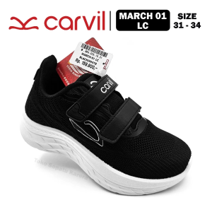 Sepatu Sekolah Anak TK SD Perempuan/Laki Laki – CARVIL – MARCH 01 LC – Size 31-34 – Sneakers – Sport – VLC Black White
