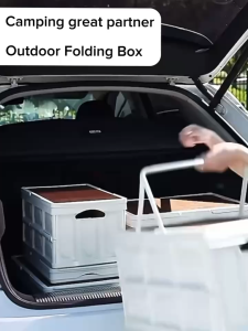 Outdoor Multi-functional Wooden Cover Storage Box Heavy Duty Foldable Storage Box for Camping Use Fishing Box